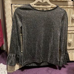 J CREW XXS. SPARKLE shirt/ blouse. Ruffle sleeve - ends. Worn once